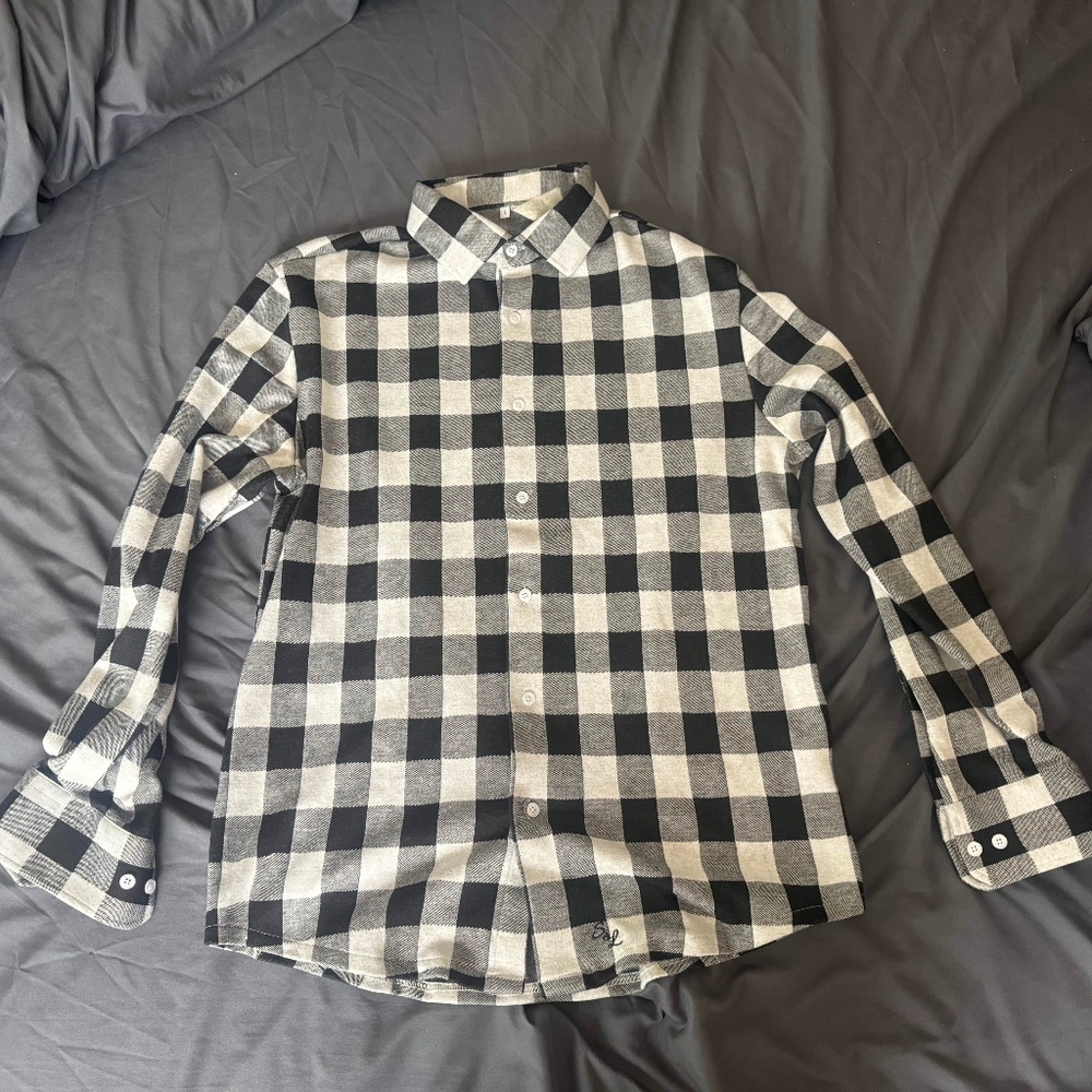 State & Liberty L Black/White Check Flannel Long Sleeve Shirt